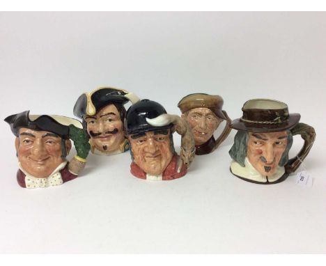 Five Royal Doulton character jugs - Izaak Walton D6404, Gone Away D6531, Capt Henry Morgan D6467, "arry" and Mine Host D6468