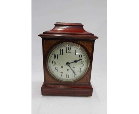 Gustav Becker chiming mantel clock in stained mahogany case with brass stringingCondition report: There is a pendulum present