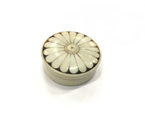 19th Century Ivory and treen snuff box of circular form, 5.2cm in diameterCondition report: Good overall condition, no cracks