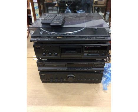 Technics Hifi System, including turntable, cassette deck, CD player and amplifier, and a pair of Mission speakersCondition re