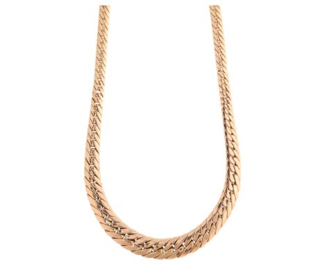 An Italian 9ct gold herringbone link chain necklace, 40cm, 7.1g . Condition Report:No damage or repair, only light surface we