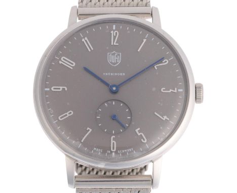 DUFA (DEUTSCHE UHRENFABRIK) - a stainless steel Gropius quartz bracelet watch, ref. DF-9001-13, grey dial with applied silver