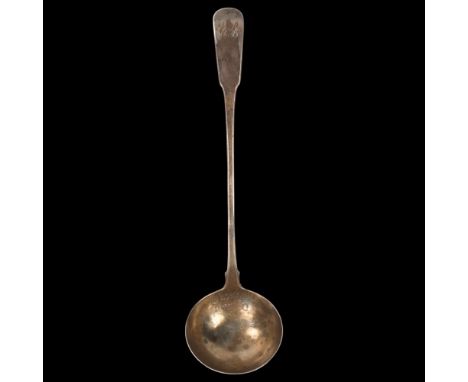 A George III Scottish silver Fiddle pattern soup ladle, Robert Gray & Son, Glasgow 1823, 35cm, 6.1ozNo damage or repair, hand