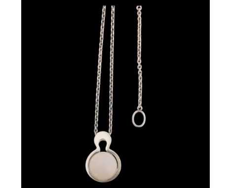 KURT NIELSEN - a modern Danish sterling silver chalcedony 'Crystal Ball' pendant necklace, on unmarked sterling silver adjust