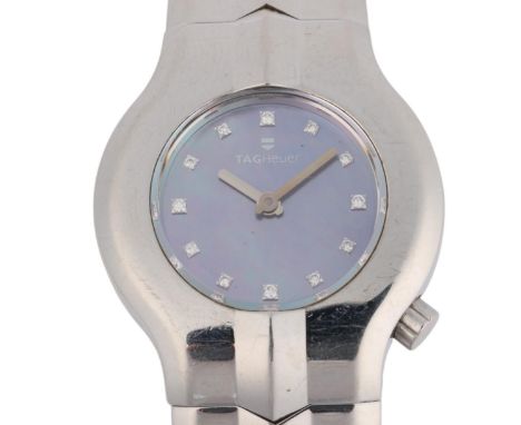 TAG HEUER - a lady's stainless steel Alter Ego quartz bracelet watch, ref. WP131C, circa 2001, purple mother-of-pearl dial wi