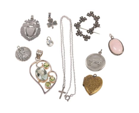 Various jewellery, including silver gem set pendant, St Christopher pendant, etc . Condition Report:Lot sold as seen unless s