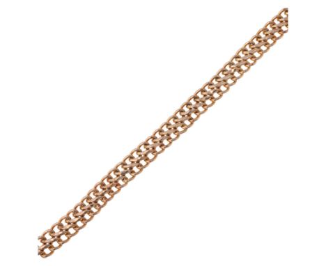 A 9ct rose gold double curb link chain bracelet, 18cm, 3.8g . Condition Report:No damage or repair, several links have light 
