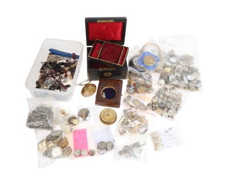 A quantity of watch parts, movements and spares . Condition Report:Lot sold as seen unless specific item(s) requested