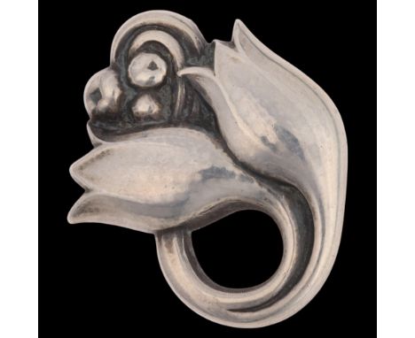 GEORG JENSEN - an Art Nouveau Danish sterling silver 'Tulip' floral brooch, model no. 100A, 35.2mm, 6.4g . Condition Report:N
