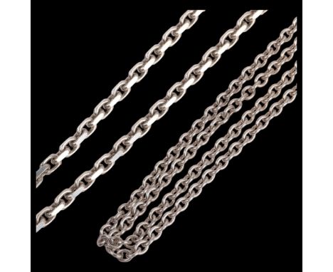 2 Danish sterling silver chain necklaces, 80cm x 52cm, 62.6g total (2) . Condition Report:No damage or repair, only light sur