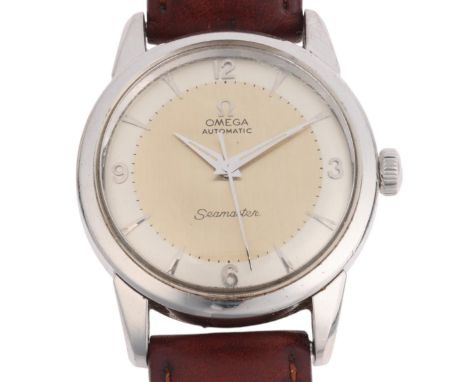 OMEGA - a Vintage stainless steel Seamaster automatic wristwatch, ref. 2811, circa 1956, champagne dial with silvered outer r