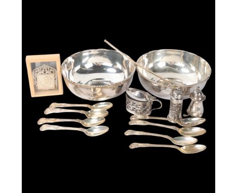 Various silver and plate, including set of 6 King's pattern teaspoons, etc, 10.3oz weighableLot sold as seen unless specific 
