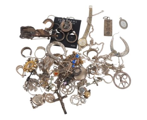 Various silver jewellery, including Danish Flora Danica rose brooch, hoop earrings, etc, 195g gross . Condition Report:Lot so