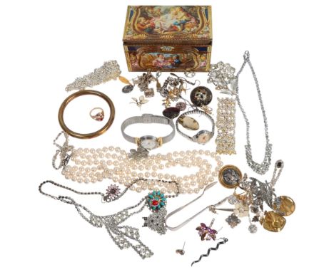 Various jewellery and watches, including Oris, pair of sterling silver gem set earrings, etc . Condition Report:Lot sold as s