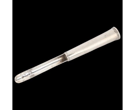 A George III silver apple corer, Thomas Graham & Jacob Willis (1789 - 1791), indistinct London date letter, tapered cylindric