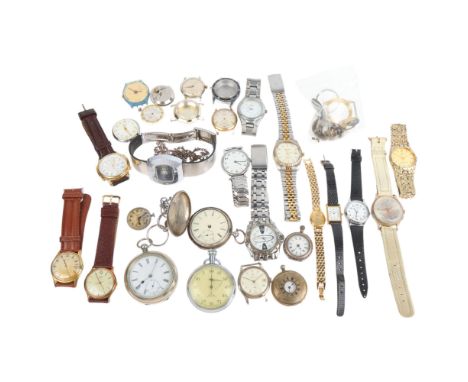 Various wristwatches, pocket watches, and parts, including Avia, Swatch, Timex, etc . Condition Report:Lot sold as seen unles