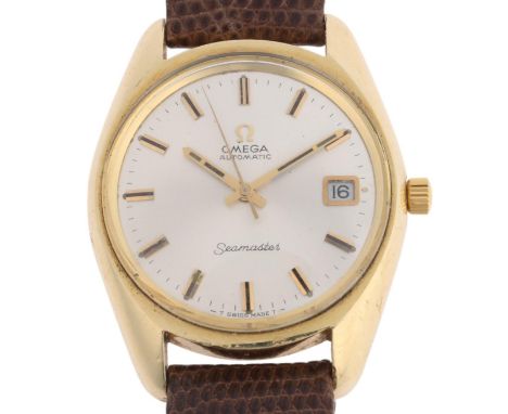 OMEGA - a gold plated stainless steel Seamaster automatic calendar wristwatch, ref. 166.067, circa 1970, silvered dial with g