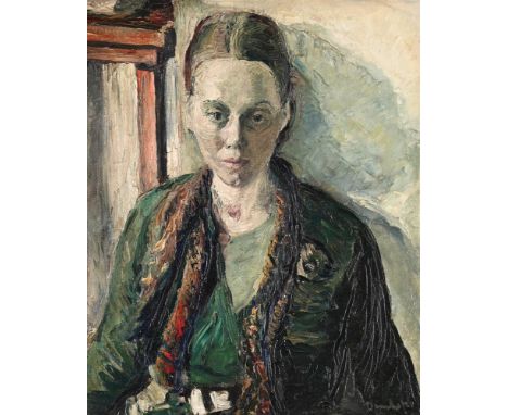 λ&nbspRONALD OSSORY DUNLOP (BRITISH 1894-1973) THE WRITER  Oil on canvas-board  Signed (lower right) 67 x 54.5cm (26¼ x 21¼ i
