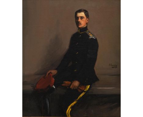 SIR JOHN LAVERY (IRISH 1856-1941) PORTRAIT OF LIEUTENANT JOHN CLIVE DARLING, XX HUSSARS Oil on canvas Signed (centre right); 