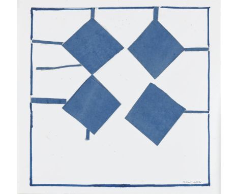 λ&nbspSANDRA BLOW (BRITISH 1925-2006) UNTITLED (FOUR BLUE DIAMONDS) Ink and collage  Signed and dated 2002 (lower right)  27 