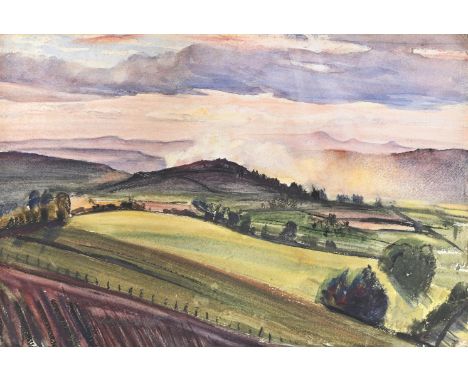λ&nbspDAME LAURA  KNIGHT (BRITISH 1877-1970) ROLLING HILLS  Watercolour and charcoal  Signed (lower left) 38 x 55.5cm (14¾ x 