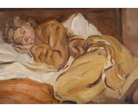 λ&nbspSIR TERRY FROST (BRITISH 1915-2003) KATHLEEN SLEEPING Oil on panel  Inscribed Honeymoon, Whately Hall Hotel, Banbury, O