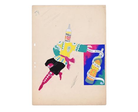 λ&nbspERTÉ (FRENCH 1892-1990) PUBLICITE VODKA Gouache Signed (lower right); stamped with studio stamp, titled and dated 1938 