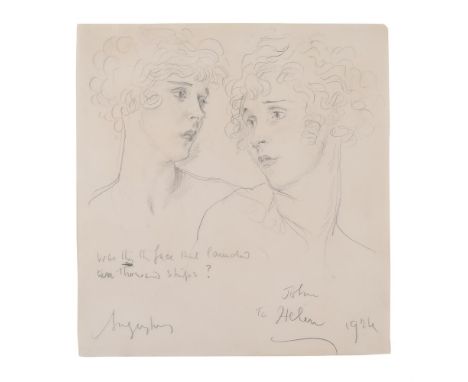 λ&nbspAUGUSTUS JOHN (BRITISH 1878-1961) WAS THIS THE FACE THAT LAUNCHED TEN THOUSAND SHIPS? (DOUBLE HEAD PORTRAIT OF HELEN ME