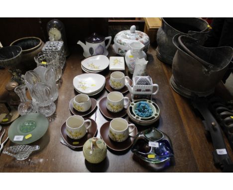 A Portmeirion type tureen; Carlton ware teaware; coloured glass ashtray and various other items 