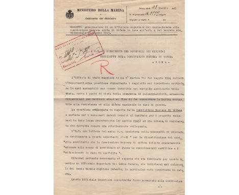  MUSSOLINI BENITO: (1883-1945) Italian Fascist Dictator of World War II. T.L.S., Mussolini, two pages, small folio, Rome, 23r