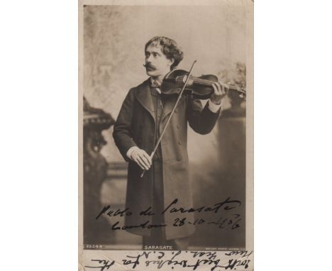  VIOLINISTS: A good, small selection of vintage signed postcard photographs by various violinists comprising Pablo de Sarasat