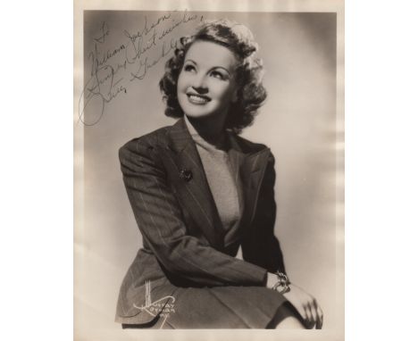 GRABLE BETTY: (1916-1973) American Dancer, Singer and Actress, the number one pin-up girl of World War II. A good vintage sig