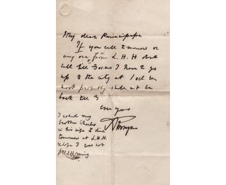 TENNYSON ALFRED: (1809-1892) English Poet Laureate1850-92. A.L.S., A Tennyson, one page, 8vo, n.p., n.d., to 'My dear Princip