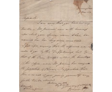  GODERICH VISCOUNT: (1782-1859) British Prime Minister August 1827 - January 1828. A rare A.L.S., Goderich, one page, 4to, Do