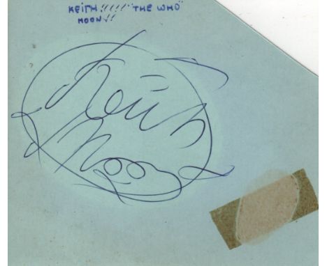 MOON KEITH: (1946-1978) English Rock Musician, drummer with The Who. A rare blue ink signature ('Keith Moon') on a page remov