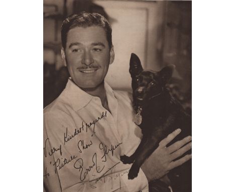 FLYNN ERROL: (1909-1959) Australian Film Actor. Vintage signed sepia 8 x 10 magazine photograph, evidently removed from an ed