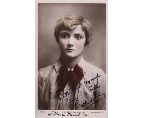 THEATRE: Selection of vintage signed postcard photographs by various Edwardian stage actresses including Gertrude Lang (in co