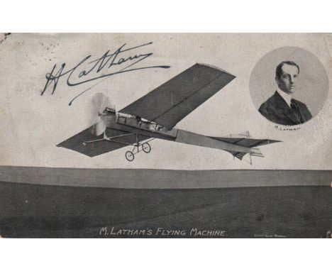 LATHAM HUBERT: (1883-1912) French Aviation Pioneer, the first person to attempt to cross the English Channel in an aeroplane.