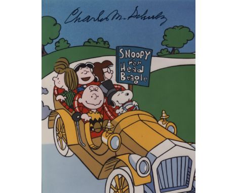SCHULZ CHARLES M.: (1922-2000) American Cartoonist, creator of the Peanuts comic strip featuring Snoopy. Signed colour 8 x 10