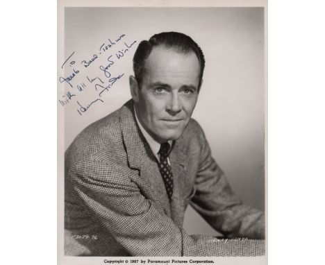 FONDA HENRY: (1905-1982) American Actor, Academy Award winner. Vintage signed and inscribed 8 x 10 photograph of Fonda seated
