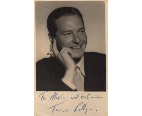  ENTERTAINMENT: Terence Rattigan (1911-1977) British Dramatist. Vintage signed and inscribed sepia postcard photograph of Rat