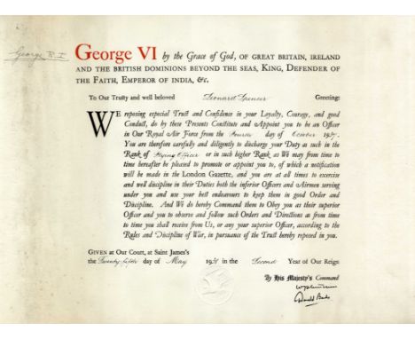  GEORGE VI: (1895-1952) King of the United Kingdom 1936-52. A large D.S., George R. I., as King, at the head, one page, large