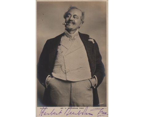 THEATRE: Selection of vintage signed sepia postcard photographs by various Edwardian stage actors including Herbert Beerbohm 