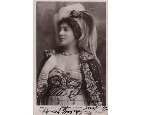 LANGTRY LILLIE: (1853-1929) British Actress, mistress of King Edward VII. Vintage signed postcard photograph of Langtry in a 