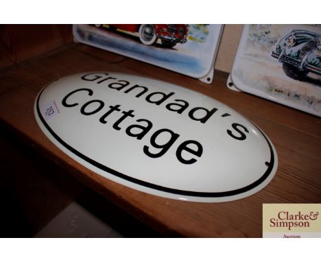 An enamel replica sign "Grandad's Cottage"