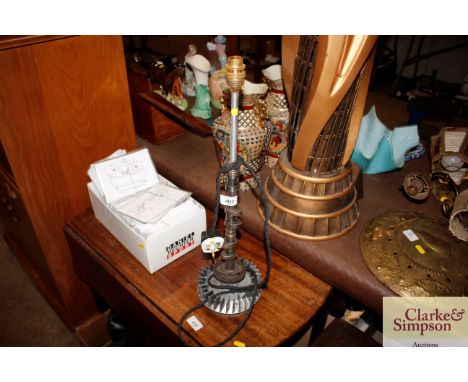 A retro lamp made from a cam shaft 