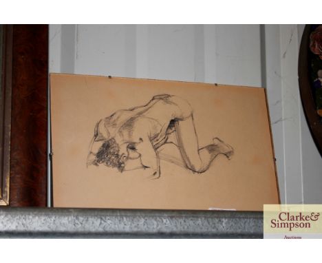 Robert Davies, pencil signed sketch of a kneeling nude male, dated November '86