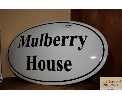 An oval enamel replica sign "Mulberry House"