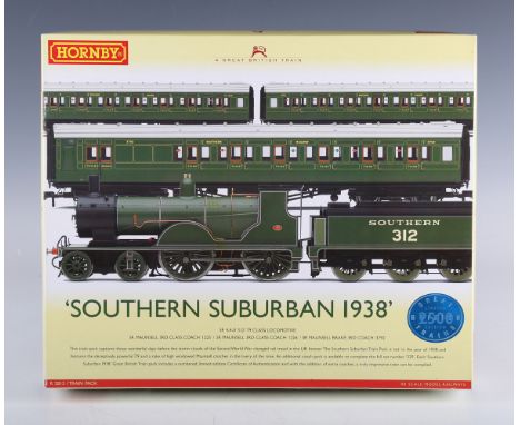 A Hornby gauge OO R.2813 Southern Suburban 1938 train pack, boxed with instructions and certificate, all items wrapped in tis
