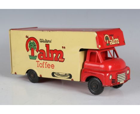 A Wells Brimtoy tinplate clockwork Walters' Palm Toffee promotional delivery van, length 23cm (damage and scratch marks).Buye
